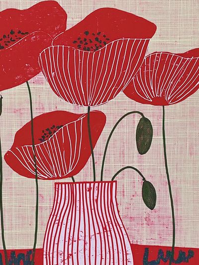 Red Poppy Field Illustration Poster. poster print