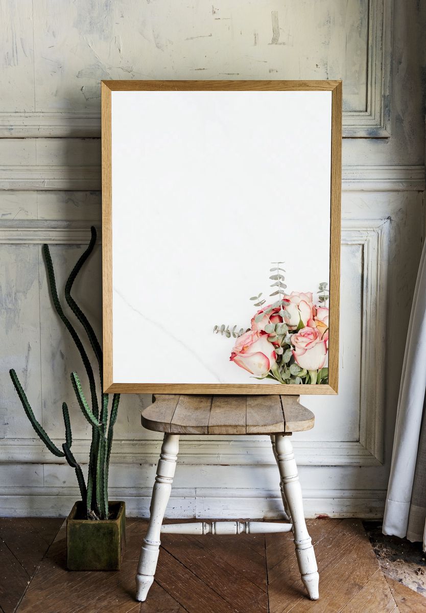Valentine's rose bouquet white marble. room preview