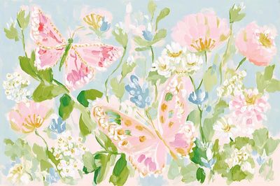 Pastel Butterfly Garden Print. poster