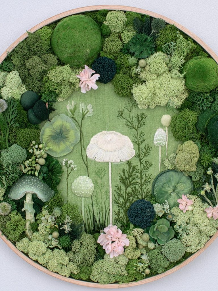 Moss Garden Mushrooms Poster. poster detail