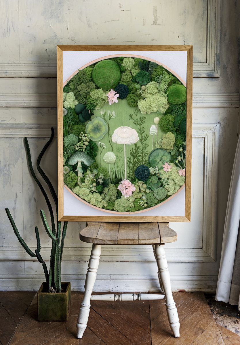 Moss Garden Mushrooms Poster. room preview