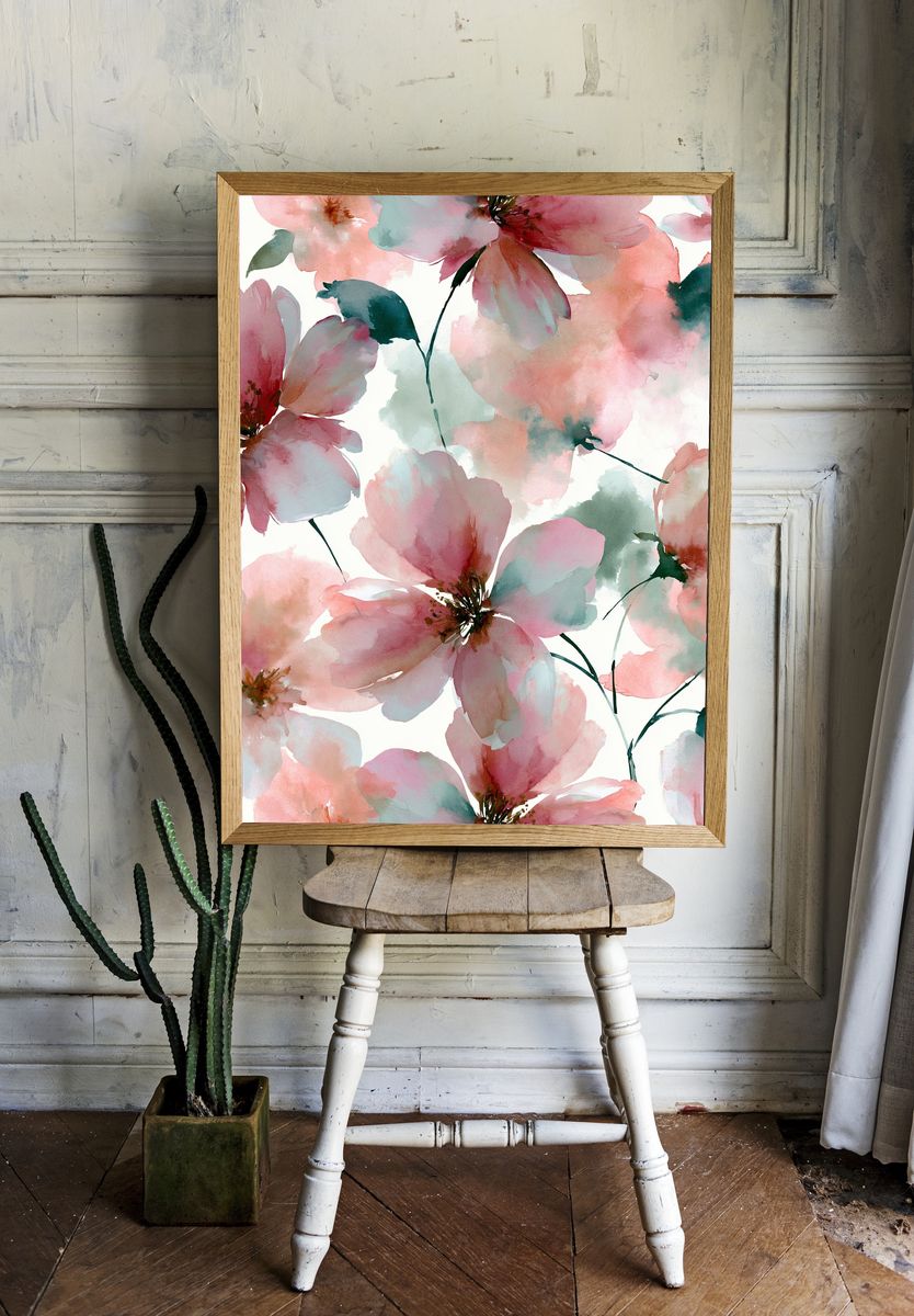 Pastel Blossom Watercolor Poster. room preview