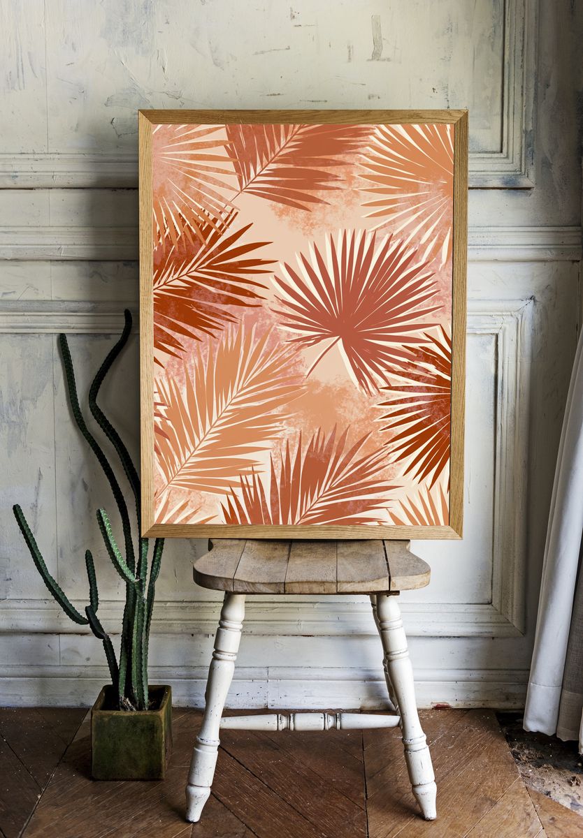 Tropical Palm Leaves Botanical Print. — room view 1