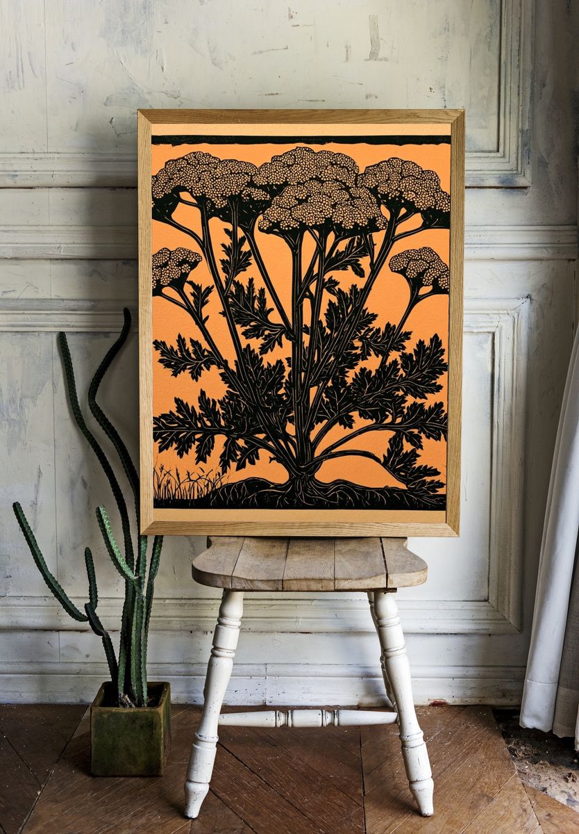 Wildflower Silhouette Illustration Poster. — room view 1