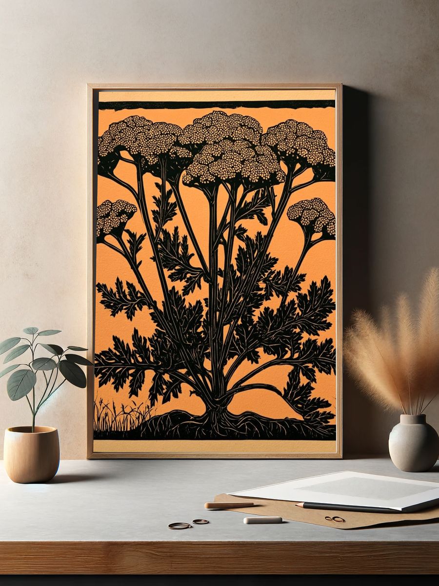 Wildflower Silhouette Illustration Poster. — room view 2