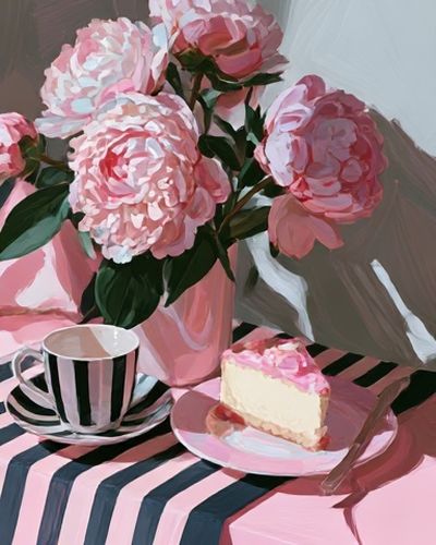 Pink Peonies Still Life Poster.