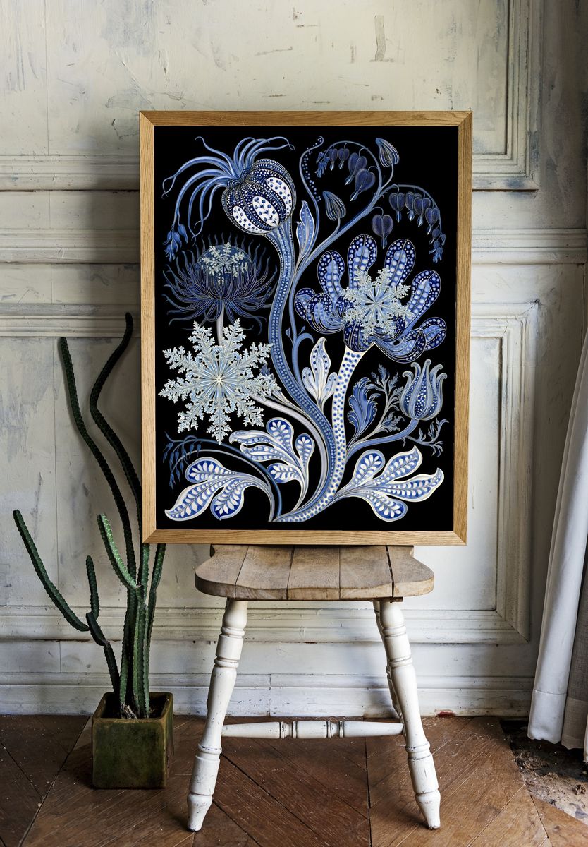Blue Botanical Winter Poster. room preview
