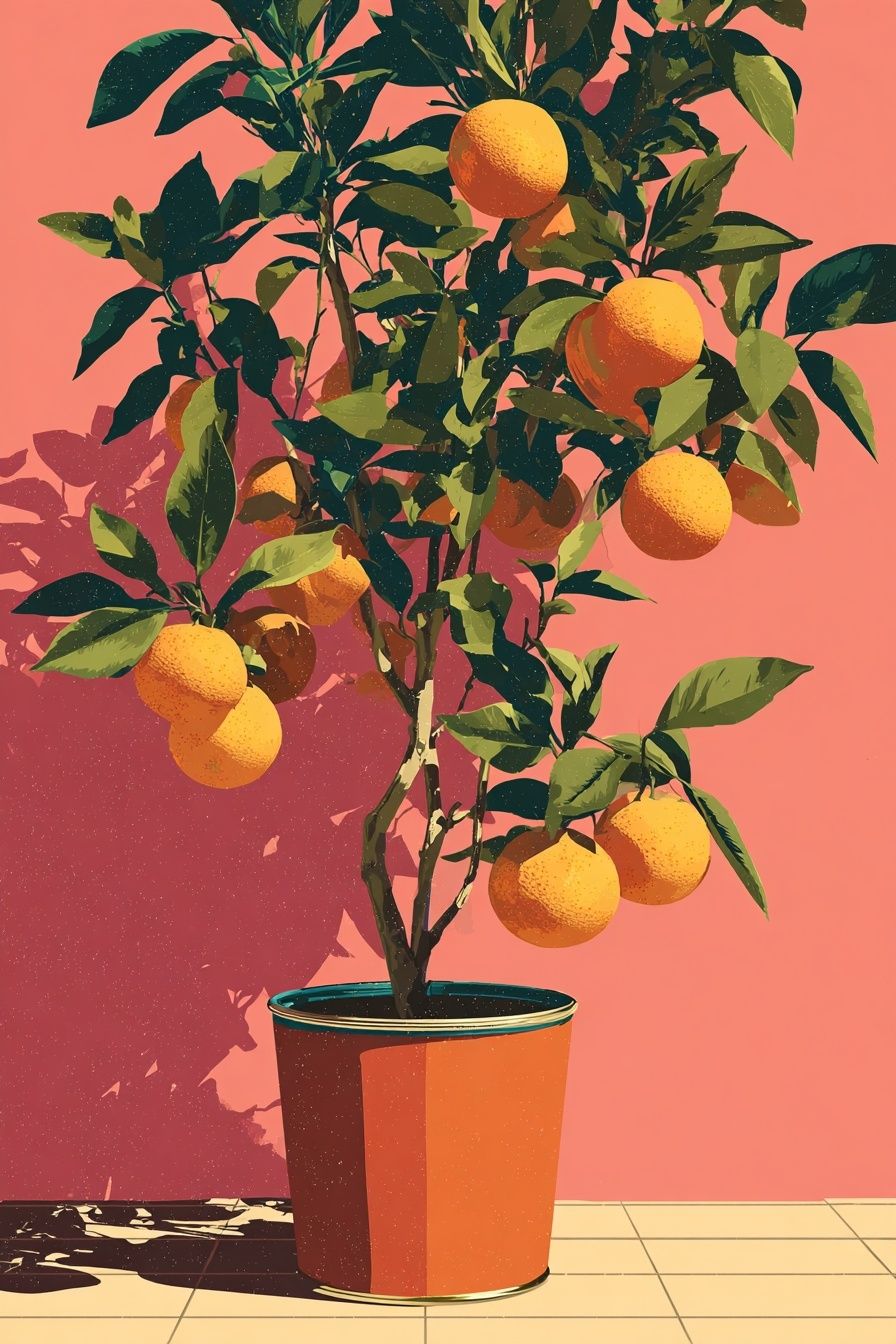 Potted Citrus Tree Illustration Poster. poster — botanical art
