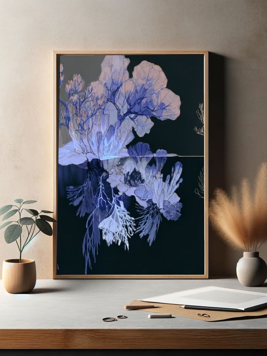 Purple floral background, flower graphic. — room view 2