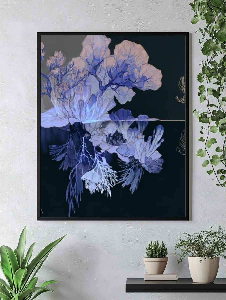 Purple floral background, flower graphic. — room view 4