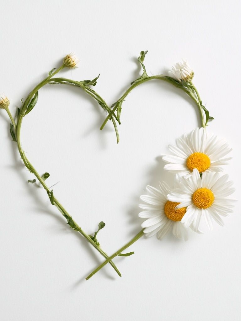 Daisy Heart Botanical Print. poster detail