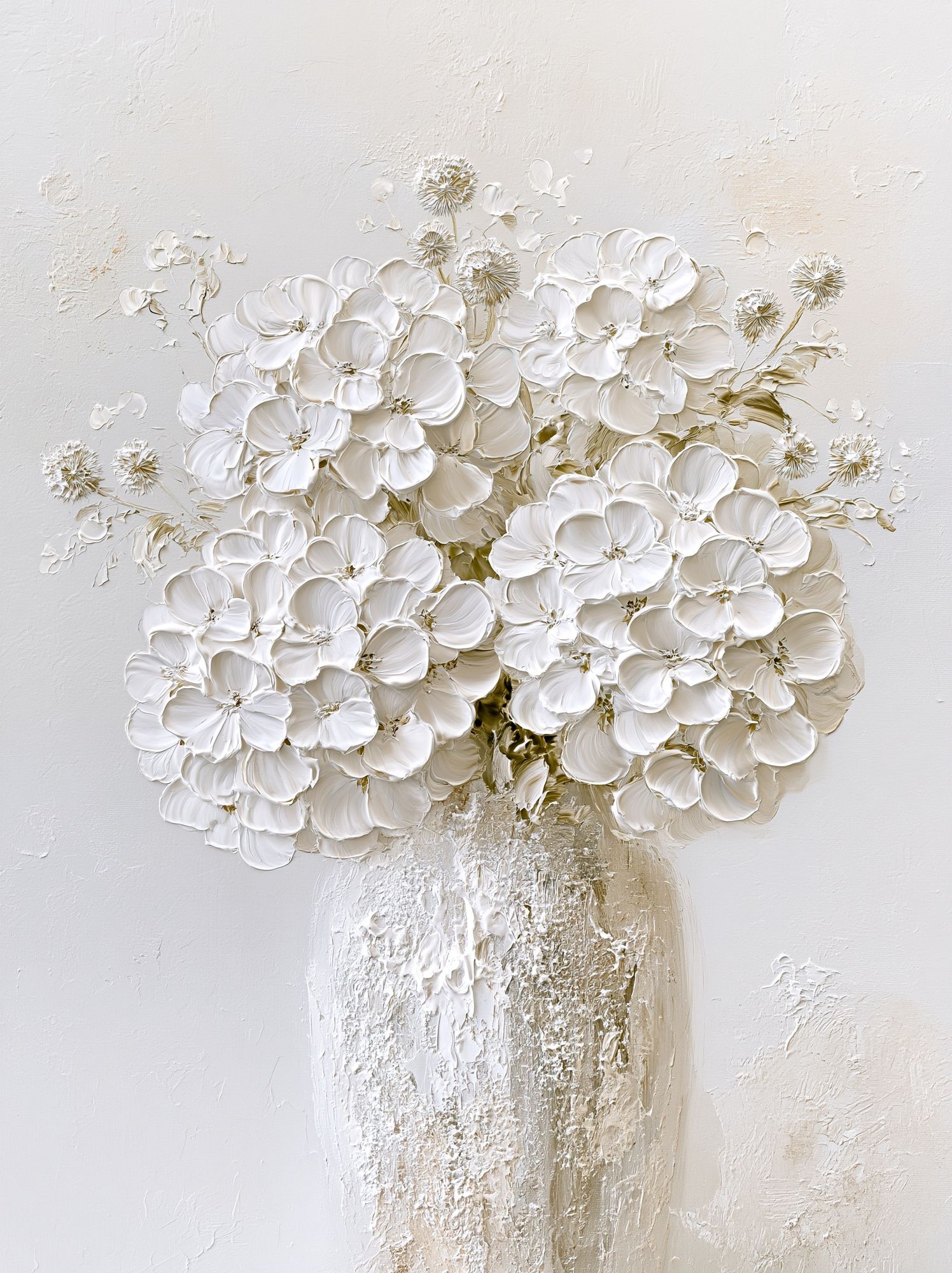 White Floral Bouquet — Textured Print. poster detail