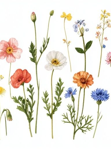 Wildflower Bouquet Botanical Print. poster detail