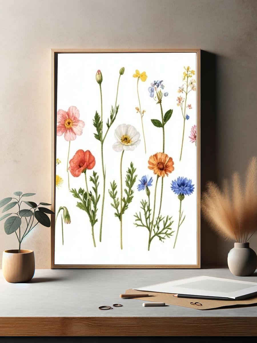 Wildflower Bouquet Botanical Print. — room view 2