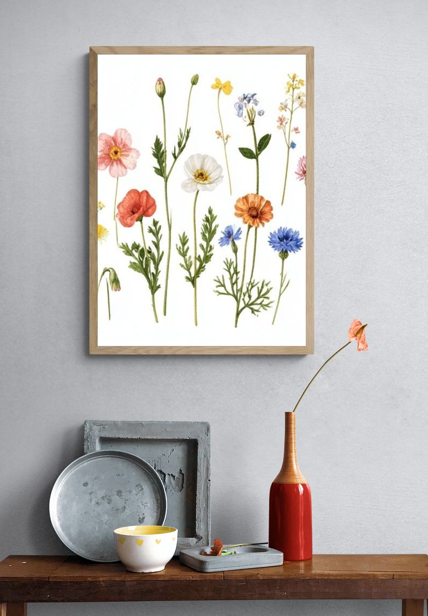 Wildflower Bouquet Botanical Print. — room view 3