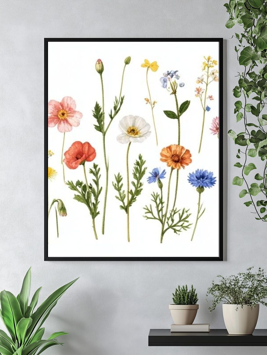 Wildflower Bouquet Botanical Print. — room view 4