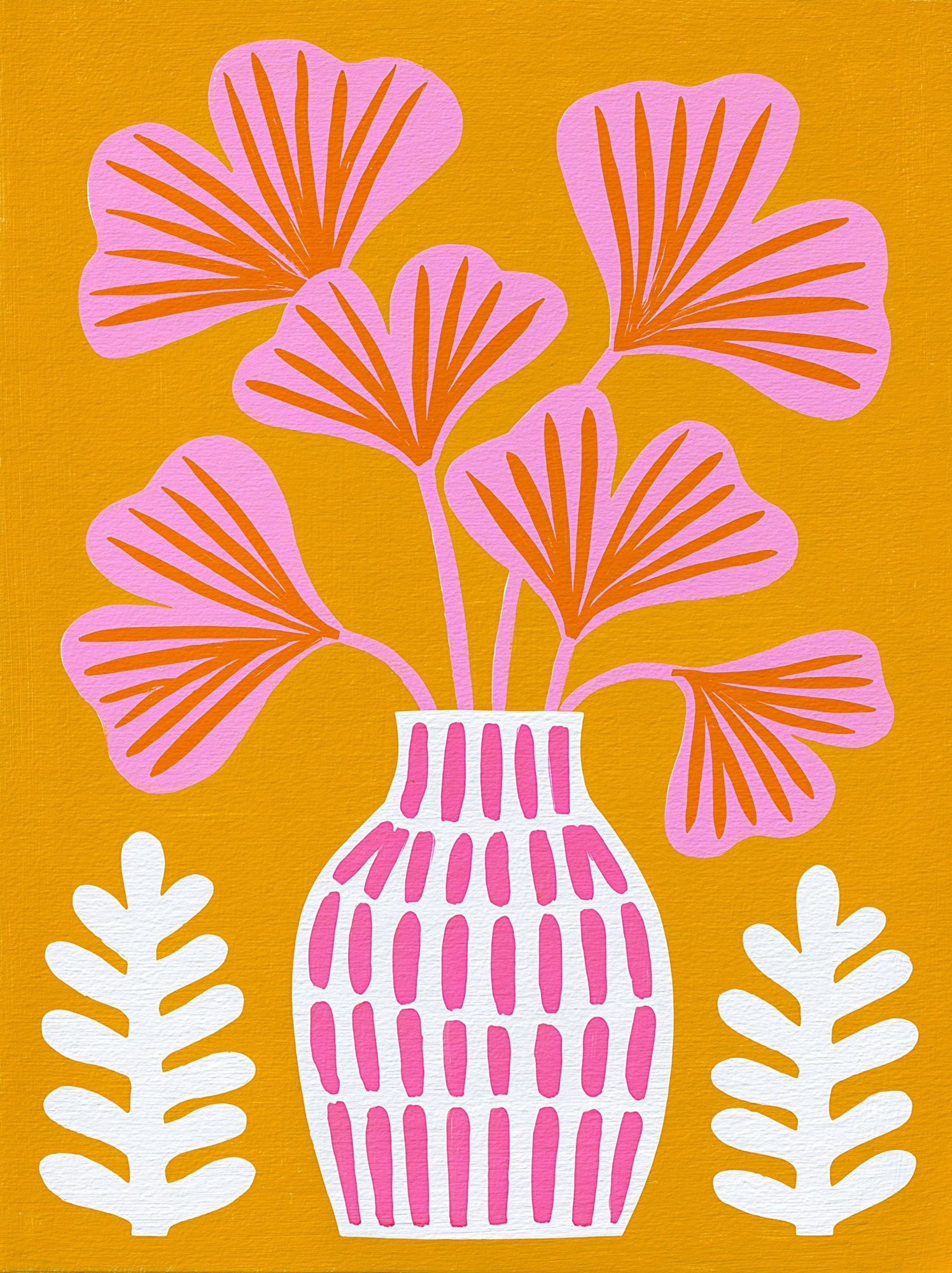 Pink Floral Vase Illustration Poster. poster detail