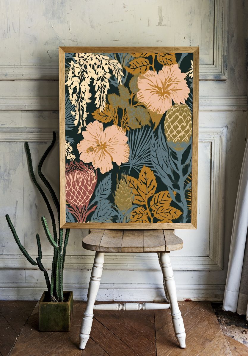 Tropical Floral Pattern Poster. room preview