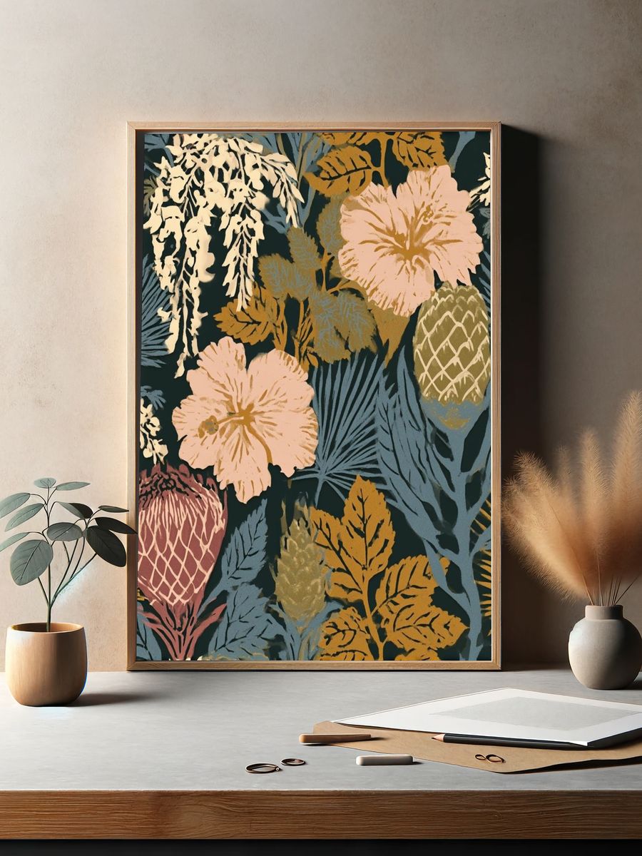 Tropical Floral Pattern Poster. — room view 2
