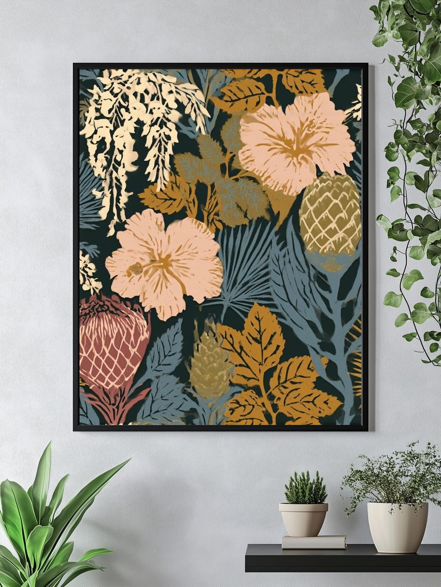 Tropical Floral Pattern Poster. — room view 4