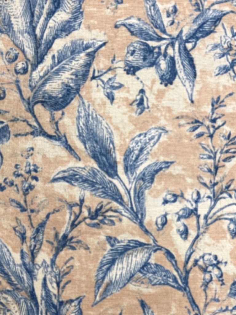 Blue Botanical Toile Print. poster detail