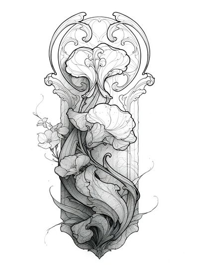 Ornamental Floral Line Art Poster. poster