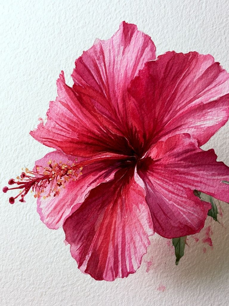 Pink Hibiscus Watercolor Poster. poster detail
