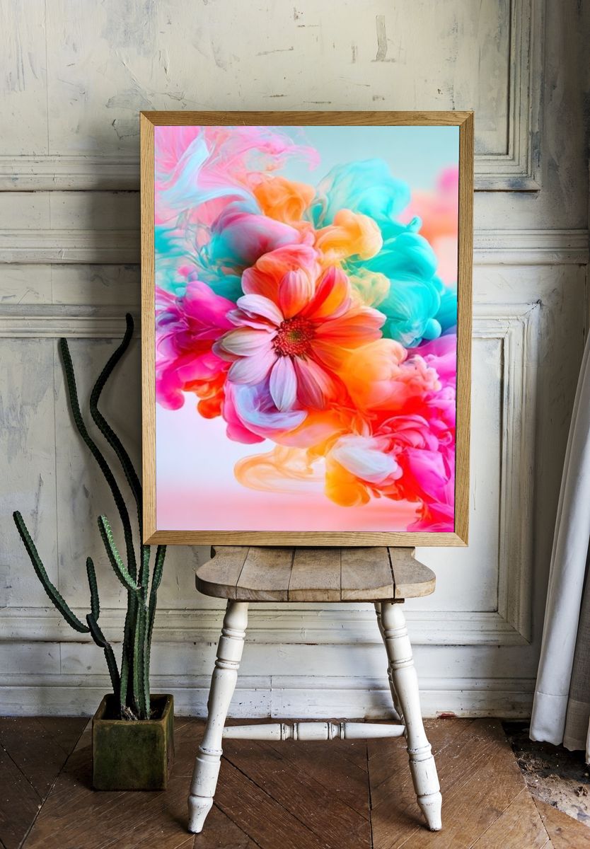 Pastel Floral Bloom Illustration Poster. — room view 1