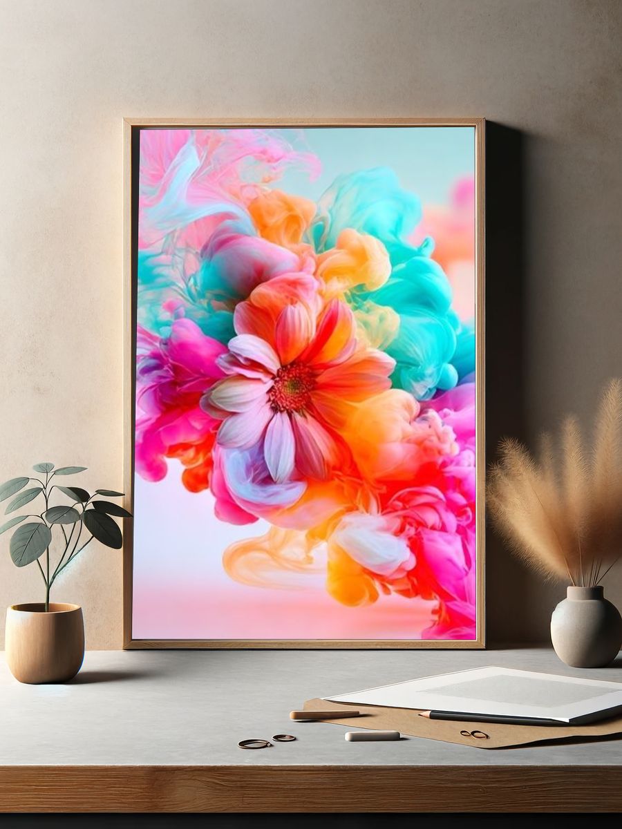 Pastel Floral Bloom Illustration Poster. — room view 2