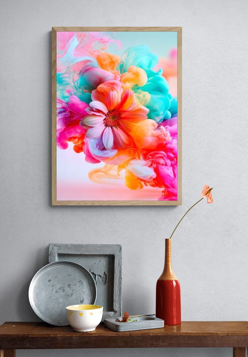 Pastel Floral Bloom Illustration Poster. — room view 3