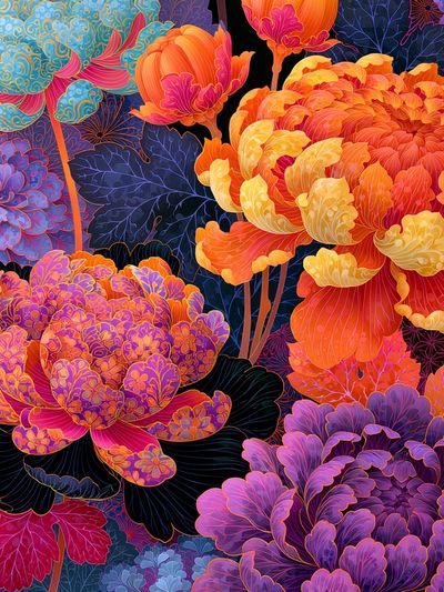 Vibrant Floral Bloom Illustration Poster. poster