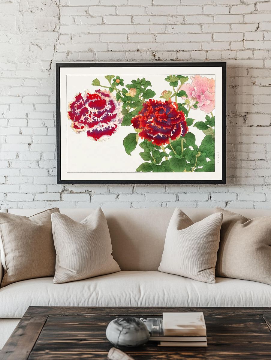Peony Botanical Illustration Poster room preview