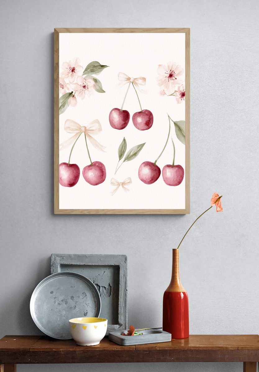 Cherry Blossom Watercolor Print. — room view 3