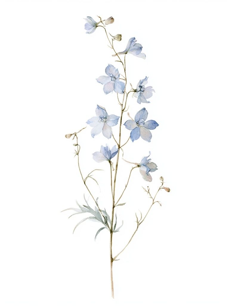 Blue Delphinium Botanical Print. poster — botanical art