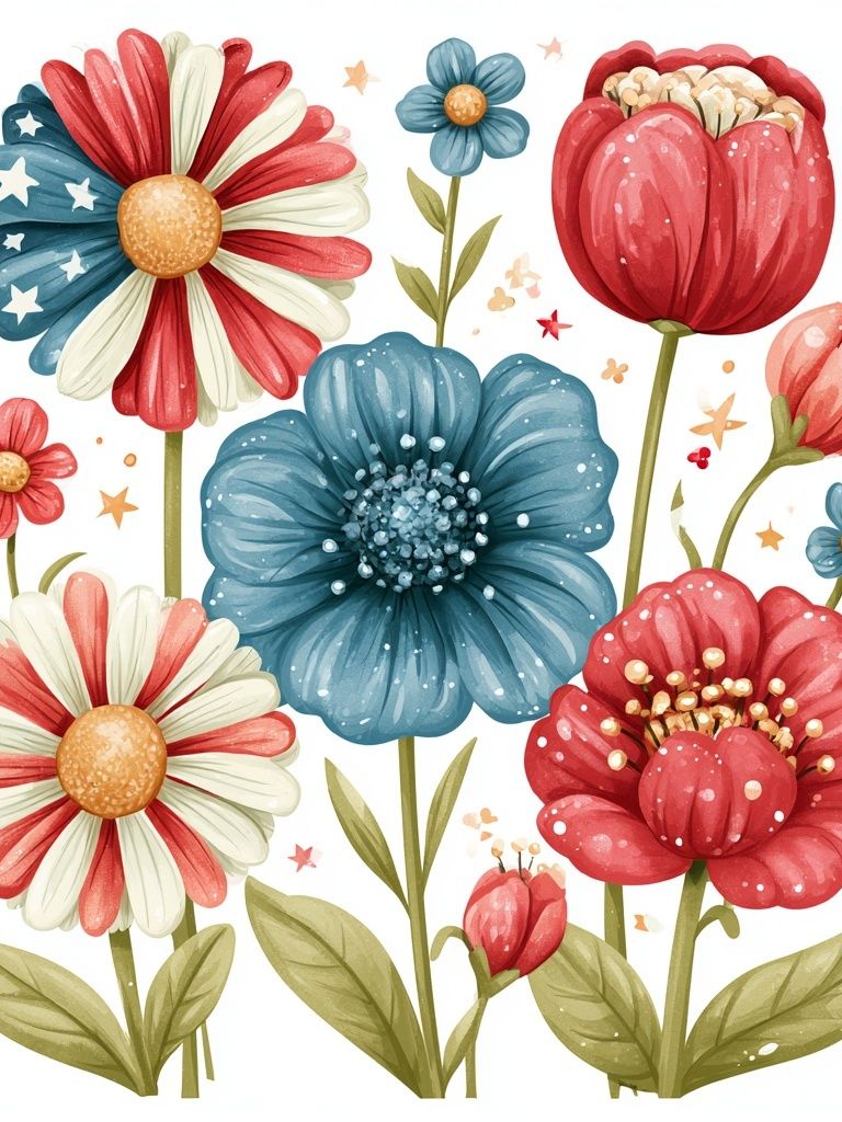Patriotic Wildflower Bouquet Print. poster detail