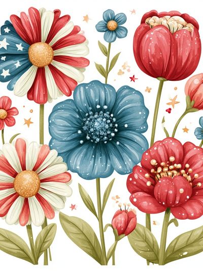 Patriotic Wildflower Bouquet Print. poster