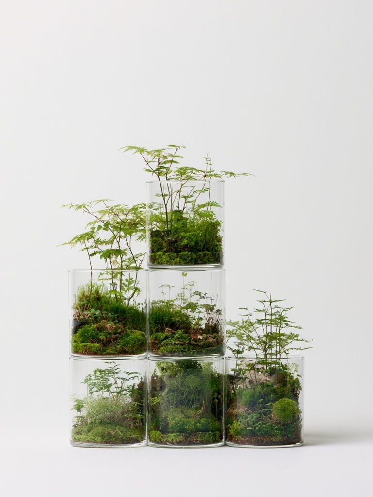 Terrarium Stacked Glass Poster. poster — botanical art