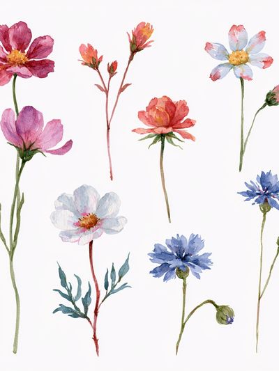 Watercolor Wildflowers Botanical Print. poster