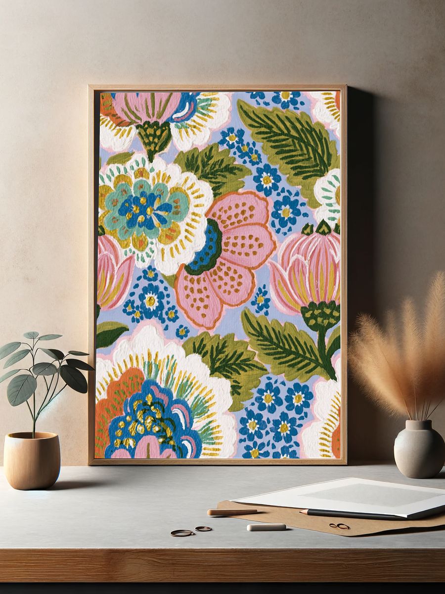 Floral Garden Pattern Print. — room view 2