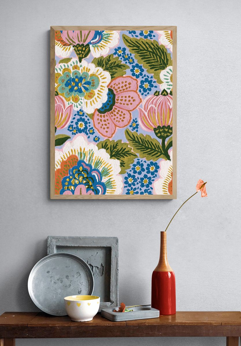 Floral Garden Pattern Print. — room view 3