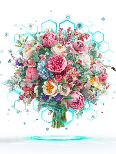 Floral Hexagon Bloom Illustration Poster. poster print