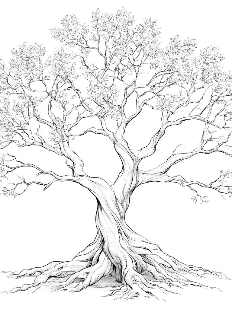 Elegant Tree Line-Art Poster. poster detail