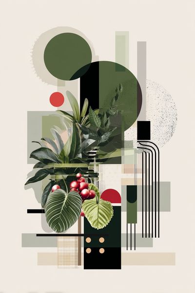 Botanical Geometric Collage Poster.