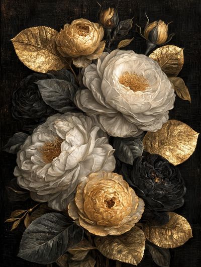 Golden Roses Botanical Print. poster print