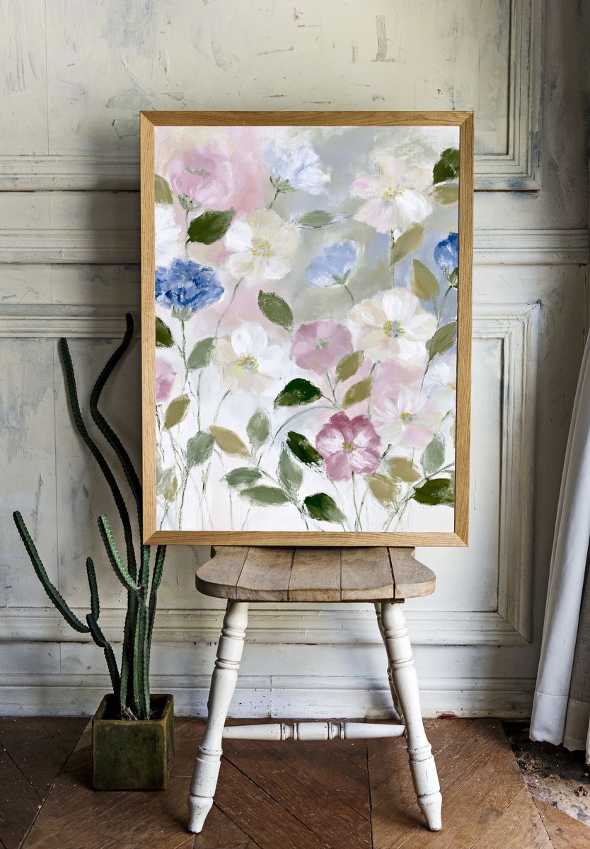 Pastel Wildflower Garden Print. — room view 1