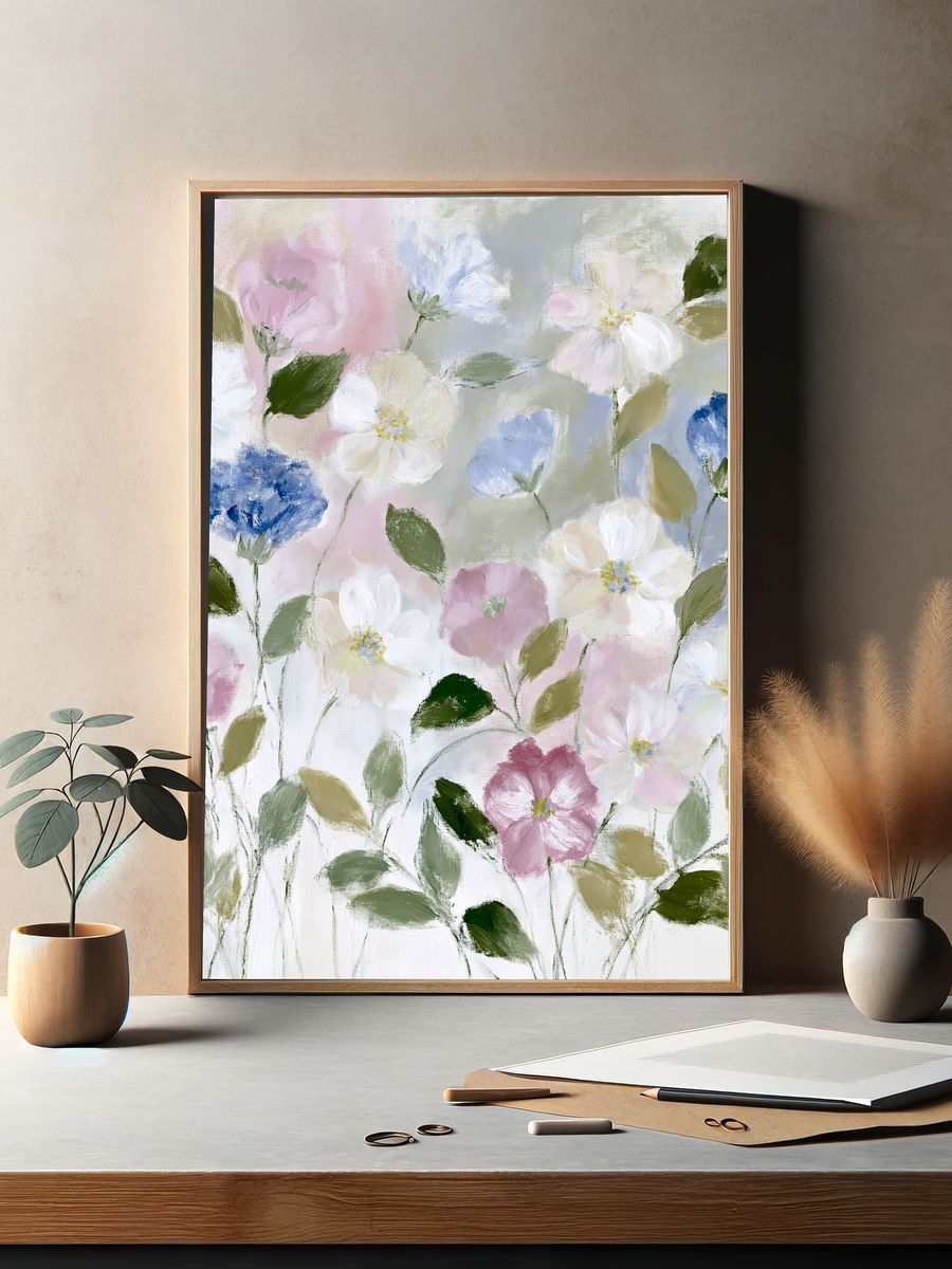 Pastel Wildflower Garden Print. — room view 2