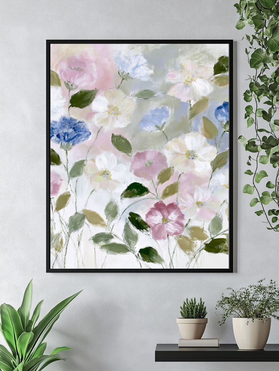 Pastel Wildflower Garden Print. — room view 4