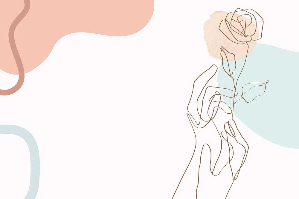 Hand & rose line art. poster — botanical art