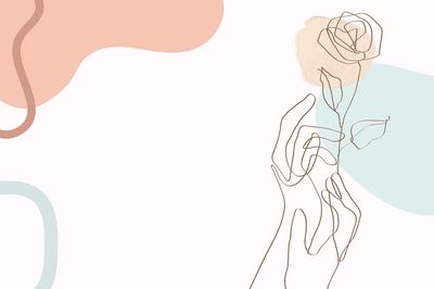 Hand & rose line art. poster