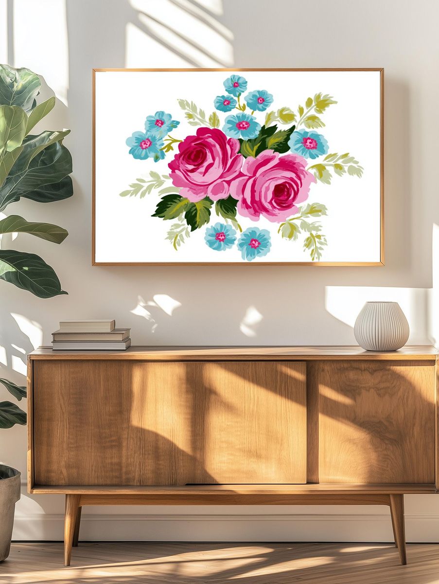 Floral Bouquet Illustration Poster. — room view 3